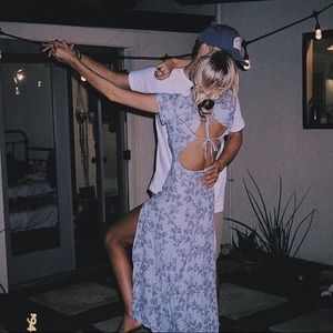 Blue Floral Cap Sleeve Dress